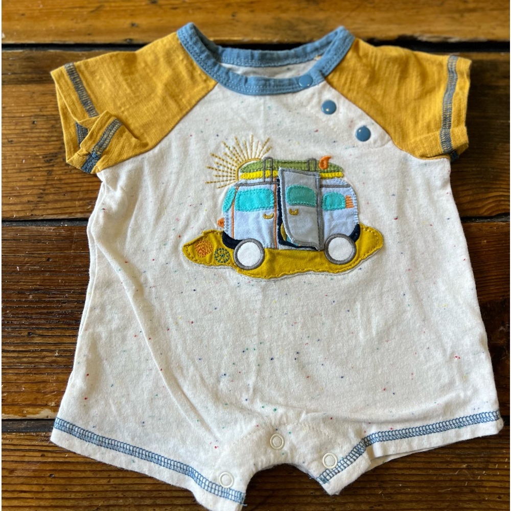 Mud Pie Camper Romper. Size 0-3 months